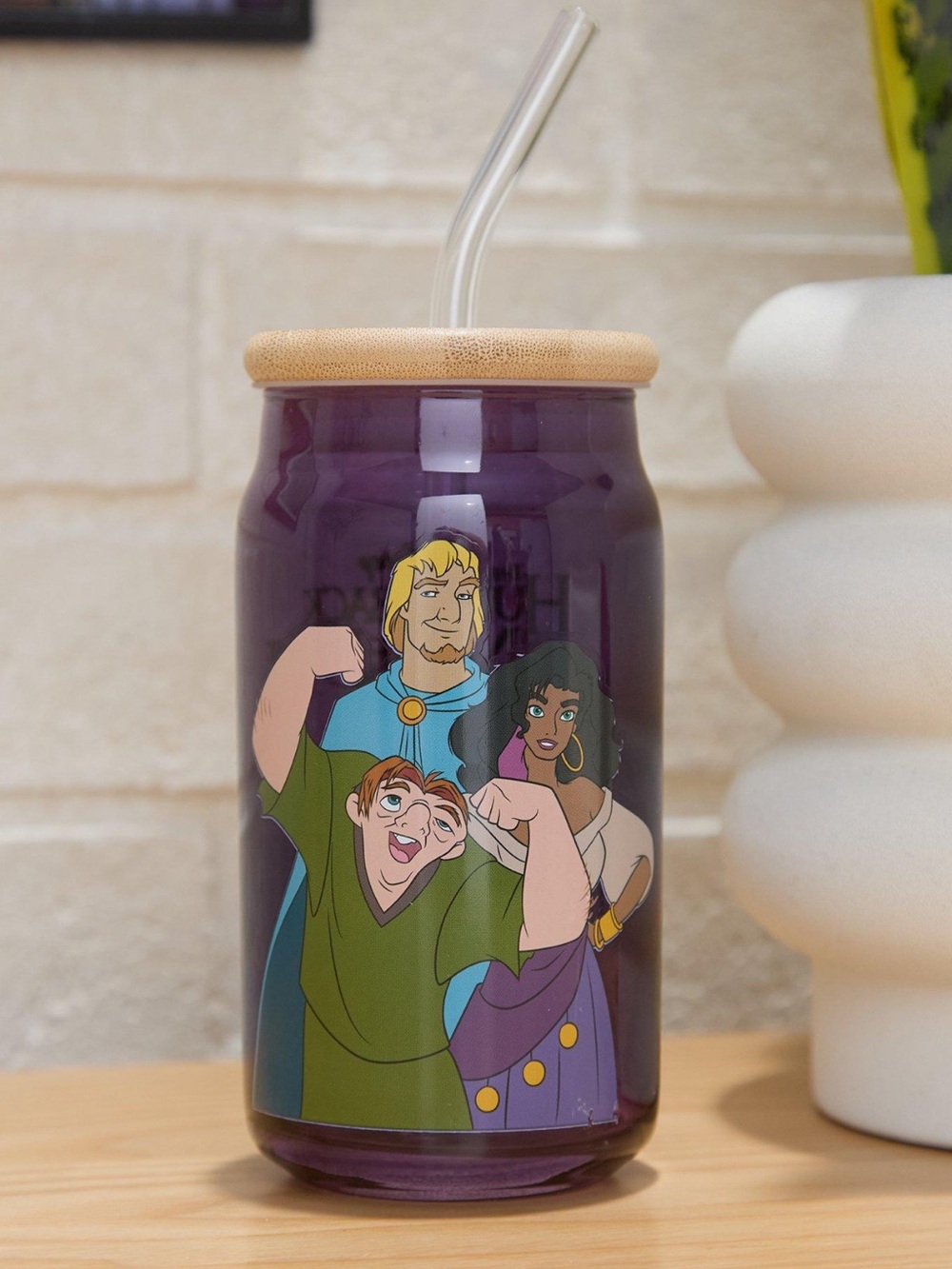 Disney The Hunchback of Notre Dame Character Glass Cup with Straw
